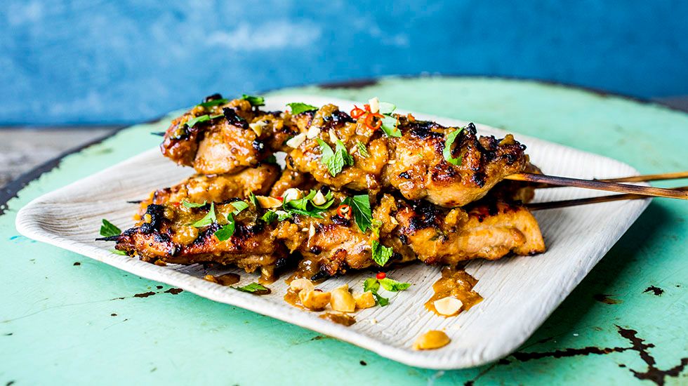 Kyllingsatay - kylling med peanøttsaus