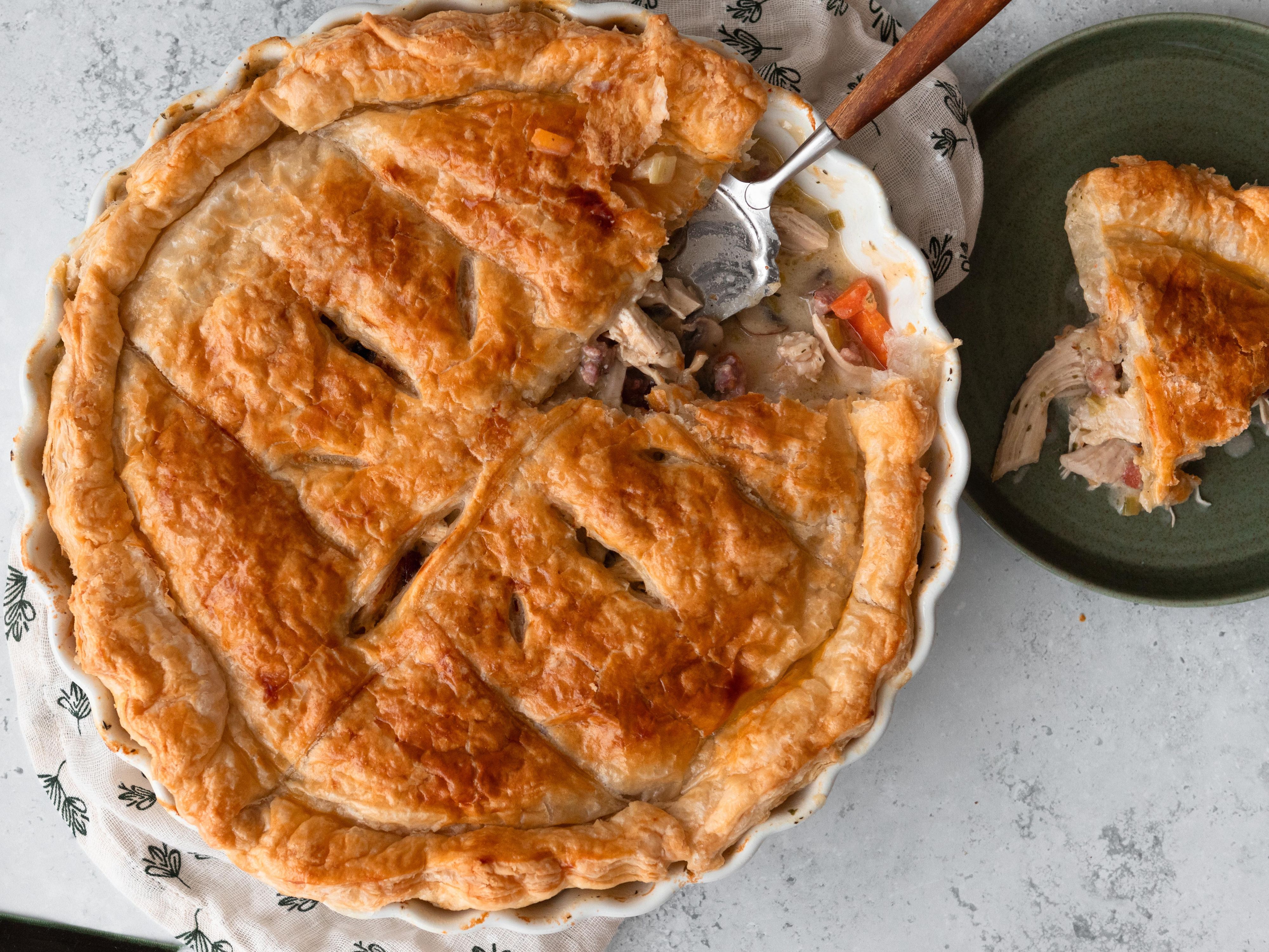 Kalkunpai med butterdeig i paiform